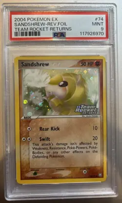2004 POKEMON EX TEAM ROCKET RETURNS #74 SANDSHREW-REVERSE FOIL PSA 9 - Image 1