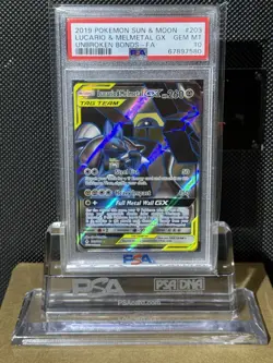2019 Pokemon S & M Unbroken Bonds FA/ Lucario & Mental GX 203/214 PSA 10 - Image 4