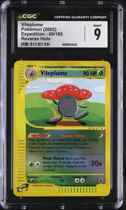 CGC 9 MINT Vileplume 2002 Expedition 69/165 Reverse Holo Pokemon Card - Image 1