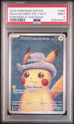2023 POKEMON SVP EN-SV BLACK STAR PROMO #085 PIKACHU WITH GREY FELT HAT PSA 9 - Image 1
