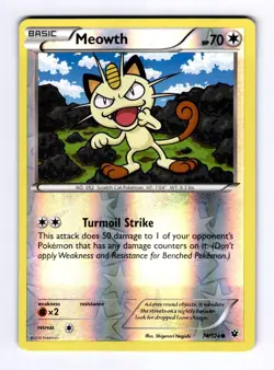 Meowth XY - Fates Collide #74 (2016) Common Reverse Holo NM Pokemon - Image 1
