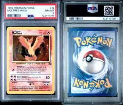 Pokemon 1999 Moltres 12/62 Holo Fossil PSA 8 Super Clean! - Image 3