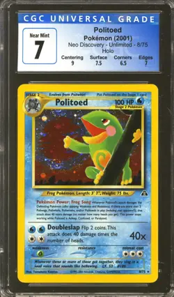 Pokemon Neo Discovery Politoed 8/75 CGC 7 subs - Image 1