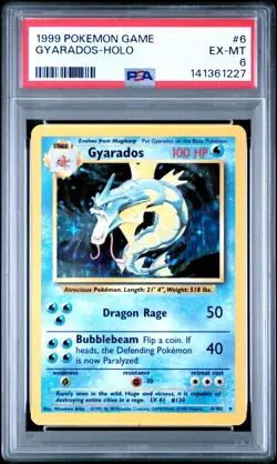 1999 POKEMON BASE SET UNLIMITED #6 GYARADOS-HOLO PSA 6 - Image 1