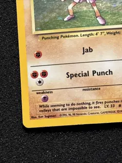 Pokemon Hitmonchan 7/102 Holo 1999-2000 UK 4th Print Base Set HP/DMG - Image 3