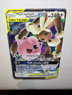 Mega Lopunny & Jigglypuff GX 165/236 Cosmic Eclipse Ultra Rare Pokemon Card - Image 3