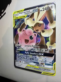 Mega Lopunny & Jigglypuff GX 165/236 Cosmic Eclipse Ultra Rare Pokemon Card - Image 4