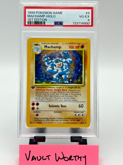 👊 1999 POKEMON BASE SET 1ST EDITION #8 MACHAMP HOLO RARE WOTC CARD - PSA 4 👊 - Image 1