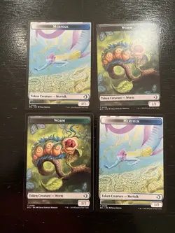 Merfolk 0008 Worm 0009 Token X4X NM/M Lorwyn Eclipsed ECL Magic MTG - Image 1