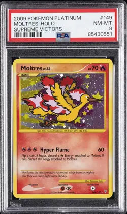 2009 POKEMON PLATINUM SUPREME VICTORS #149 MOLTRES-HOLO PSA 8 - Image 1
