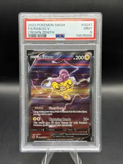 2023 POKEMON SWORD & SHIELD CROWN ZENITH #GG41 FULL ART/RAIKOU V PSA 9 - Image 1