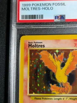 1999 Pokemon Fossil Moltres Holo Rare Card #12/62 PSA 6 Freshly Graded Slab - Image 2