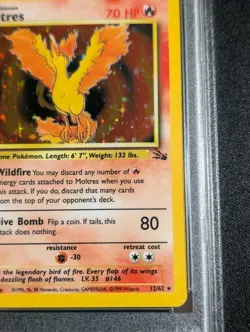 1999 Pokemon Fossil Moltres Holo Rare Card #12/62 PSA 6 Freshly Graded Slab - Image 4