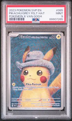 2023 POKEMON SVP EN-SV BLACK STAR PROMO #085 PIKACHU WITH GREY FELT HAT PSA 9 - Image 1