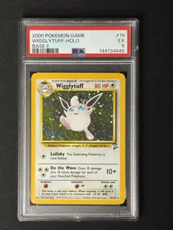 2000 Pokemon TCG Base Set 2 Wigglytuff Holo 19/130 PSA 5 - Image 1