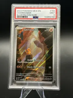 2023 Pokemon Mew EN-151 Charmander #168 Illustration Rare PSA 9 - Image 1