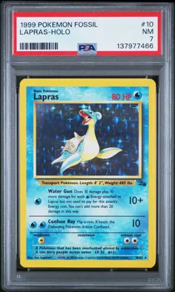 1999 POKEMON FOSSIL #10 LAPRAS-HOLO PSA 7 - Image 1