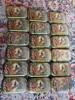 18x Pokemon Prismatische Entwicklungen Deutsch Mini Tin Flamara Blitza Handler - Image 1