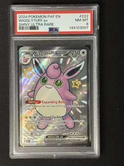 2024 POKEMON PAF EN-PALDEAN FATES SHINY ULTRA RARE #222 WIGGLYTUFF EX PSA 8 - Image 1