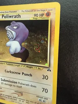 Pokemon TCG Poliwrath Neo Discovery 1st Edition Holo Rare Card Swirl 9/75 LP - Image 2