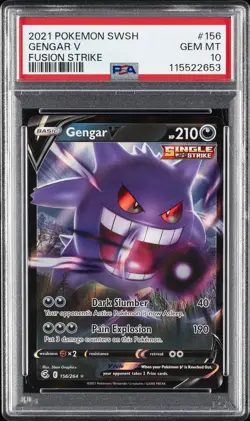 2021 POKEMON SWORD & SHIELD FUSION STRIKE #156 GENGAR V PSA 10 - Image 1