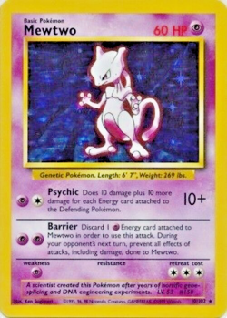 Pokemon TCG - Mewtwo - 10/102 - Holo Unlimited - Base Set Unlimited [Heavy Play] - Image 1