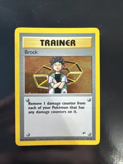 Pokemon NM TCG Gym Heroes HOLO Brock Trainer 15/132 - Image 1
