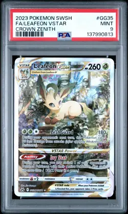 2023 POKEMON SWORD & SHIELD CROWN ZENITH #GG35 FULL ART/LEAFEON VSTAR PSA 9 - Image 1