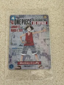 One Piece Monkey.D.Luffy College Basketball US Voyage Promo Card Sealed - Image 1