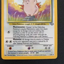 Pokemon TCG Clefable Jungle 1/64 Holo Rare Unlimited WOTC LP/MP Condition - Image 3
