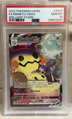 2022 POKEMON SWORD & SHIELD BRILLIANT STARS #TG17 FULL ART/MIMIKYU VMAX PSA 10 - Image 1