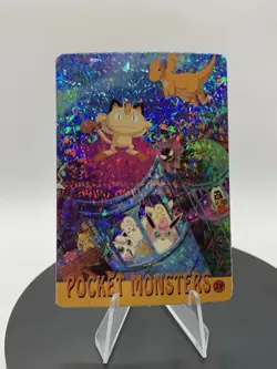 Pokemon Vintage Pocket Monsters Vending HOLO Prism Sticker Meowth Dragonite - Image 4