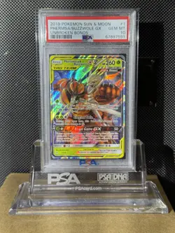2019 POKEMON SUN & MOON UNBROKEN BONDS #1 PHEROMOSA & BUZZWOLE GX PSA 10 - Image 4