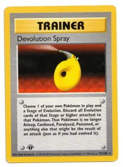 Pokemon Card: Devolution Spray 72/102 Shadowless 1st Edition Base Set Rare! EX - Image 1