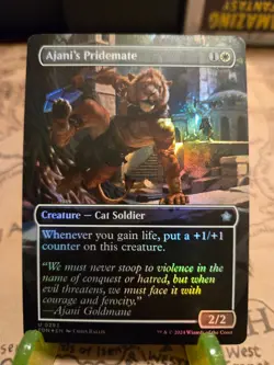 MTG Ajani's Pridemate Foundations Foil Borderless Uncommon NM - Image 1