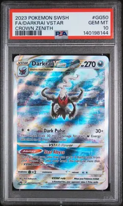 2023 POKEMON SWORD & SHIELD CROWN ZENITH #GG50 FULL ART/DARKRAI VSTAR PSA 10 - Image 1