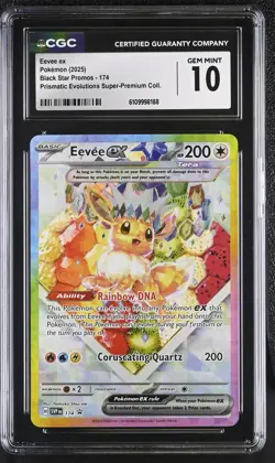 2025 Pokemon S&V Black Star Promos Eevee ex Prem. Coll. CGC 10 Gem Mint #174 - Image 1