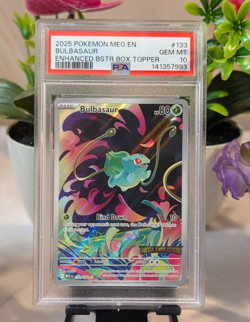2025 POKEMON MEGA EVOLUTION #133 BULBASAUR ENHANCED BOX TOPPER PSA 10 - Image 3