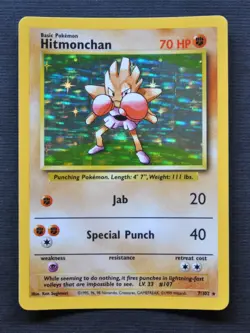 Hitmonchan #7 / 102 Base Set Holo - LP - Pokemon 1999 TCG WOTC Vintage - Image 1