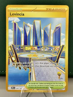 Pokemon TCG Trainer Card Levincia Stadium Gold Card 244/182 Destined Rivals NM - Image 1