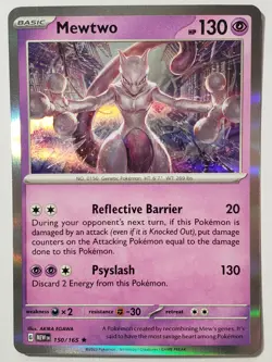 HOLO Mewtwo 150/165 B2G1F - 151 Scarlet Violet Pokemon Card - Akira Egawa Art - Image 1