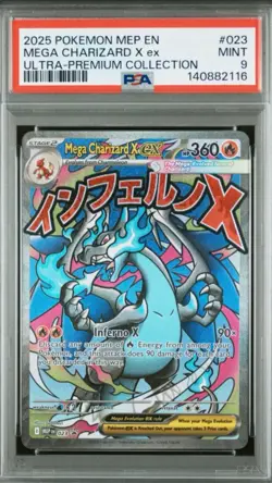 Mega Charizard x EX PSA 9 023 Me: Mega Evolution Promo Holo Pokemon Card - Image 1