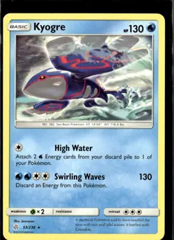 Pokemon Kyogre 53/236 Cosmic Eclipse Non Holo Rare 2 Card Lot - Image 1