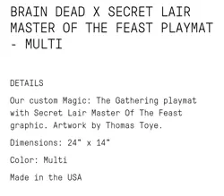 MTG Secret Lair x Brain Dead Master of the Feast Playmat Presale - Image 2