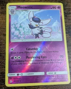 Pokemon TCG Meowstic 80/214 Unbroken Bonds Reverse Holo Rare LP - Image 1