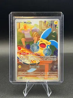 Pokemon TCG Minun Illustration Rare Full Art Holo SV04 Paradox Rift 194/182 - Image 1