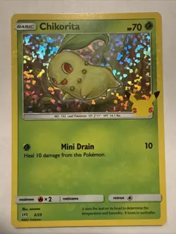 Chikorita 2/25 Holo Pokemon 25th Anniversary McDonald’s Promo Card 2021 - Image 1