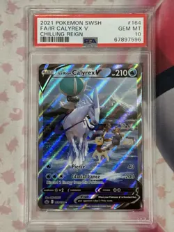 2021 POKEMON SWSH CHILLING REIGN #164 FA/IR CALYREX V PSA 10 GEM MT - Image 1