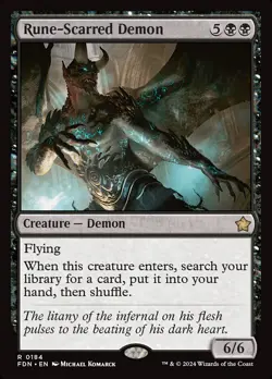MTG Foundations *FOIL* R Rune-Scarred Demon #0184 - Image 1