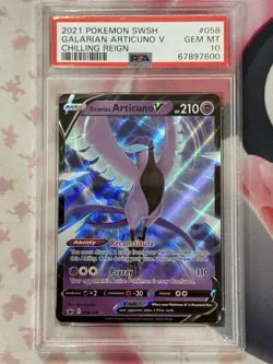 2021 POKEMON SWSH CHILLING REIGN 058 GALARIAN ARTICUNO V PSA 10 GEM MT - Image 3